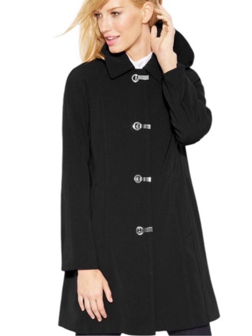 Women’s Black Hooded Single Breasted Trench Coat